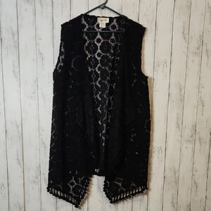🥳Lady Noiz Black Lace Vest with Fringe 1X